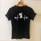 Летняя модная футболка для йоркширского терьера с рисунком сердцебиения, мужская хлопковая женская футболка с коротким рукавом и круглым вырезом, женская футболка для девочек