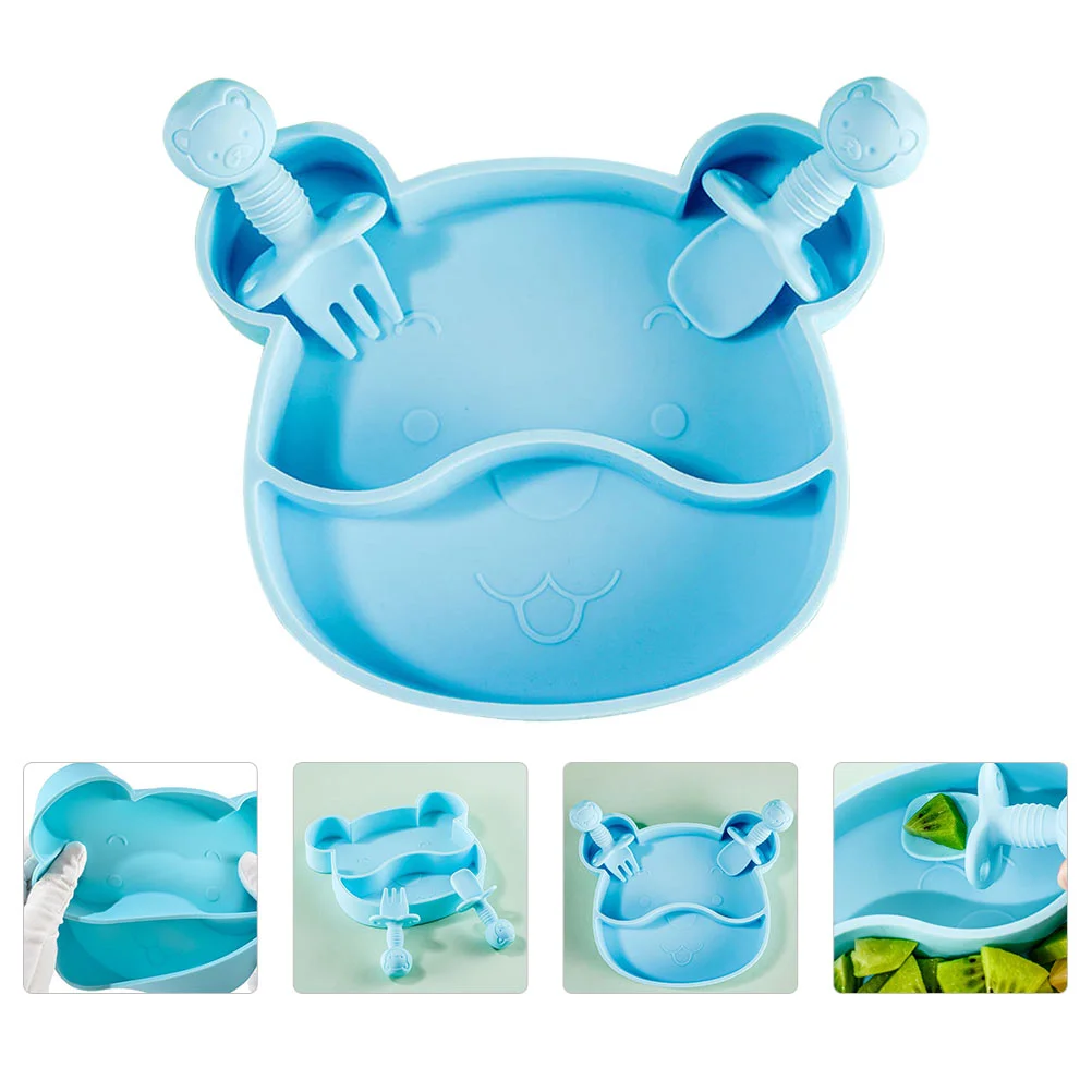 

Очаровательные столовые приборы для малышей 1 комплект Детская обеденная тарелка с ложкой и вилкой против падения