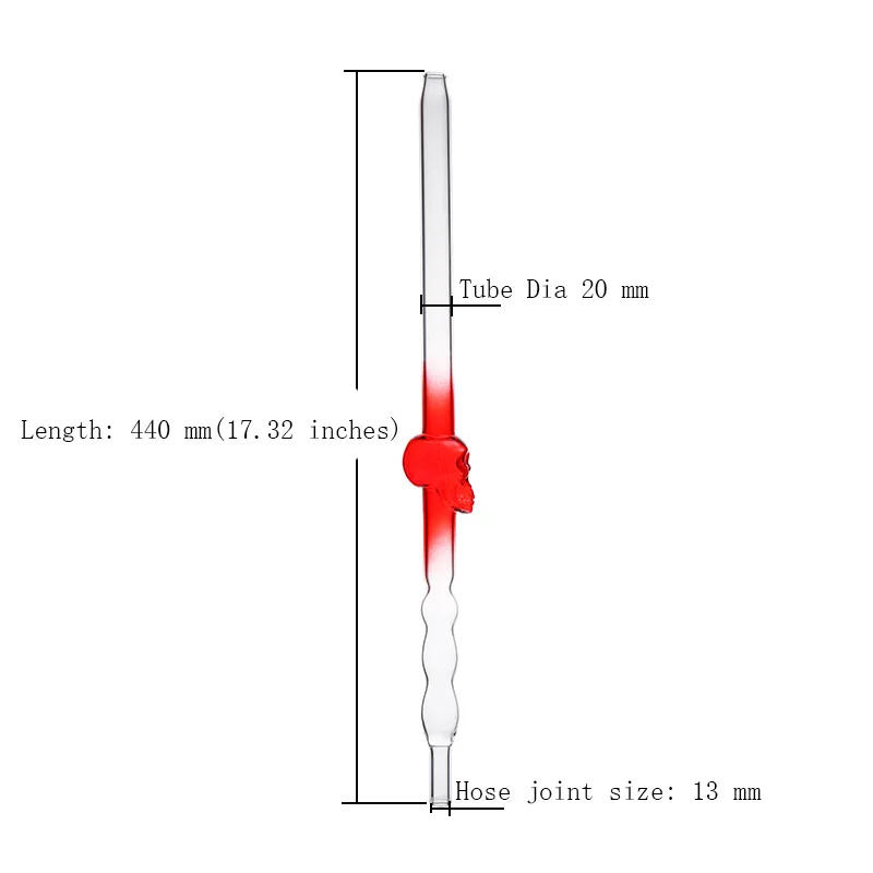 Длина 440 мм синий серый розовый красный прозрачный стеклянный кусок в виде черепа