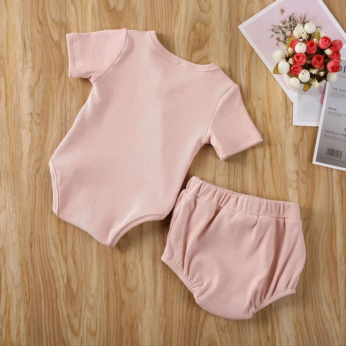 2020 Summer Baby Boys Girls Suits Cotton Knitted Ribbed Kids Outfits Children Clothing Newborn Rompers Tops + Shorts Pants 0-18M | Детская