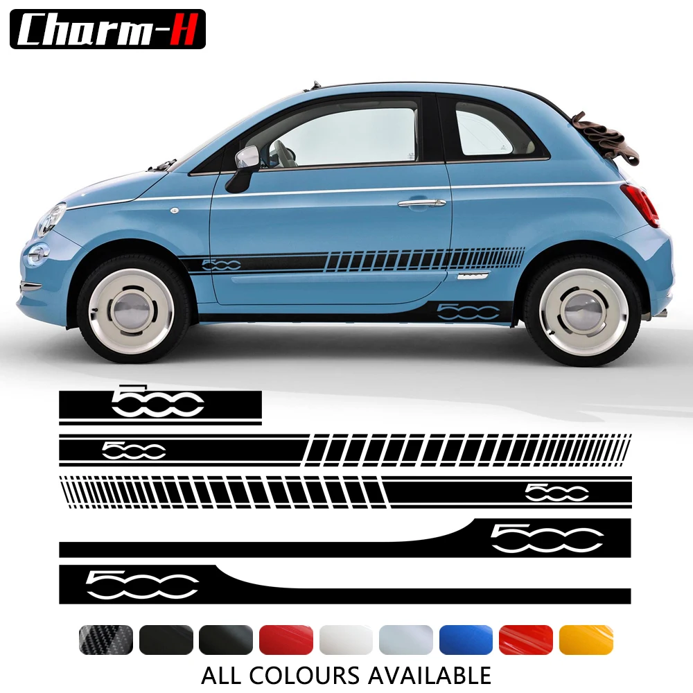 

Car Door Side Stripes Skirt Hood Cover Sticker Vinyl Body Kit Decal for Fiat 500 Abarth 595 695 500C 500e Vintage Accessories