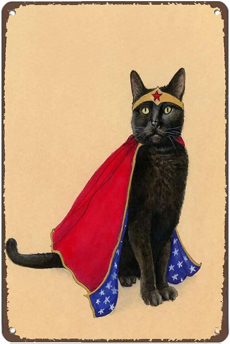 

Wonder Kitty Metal Tin Retro Sign Country Home Decor for Home, Living Room, Kitchen,Bathroom Decoration Wall Decor
