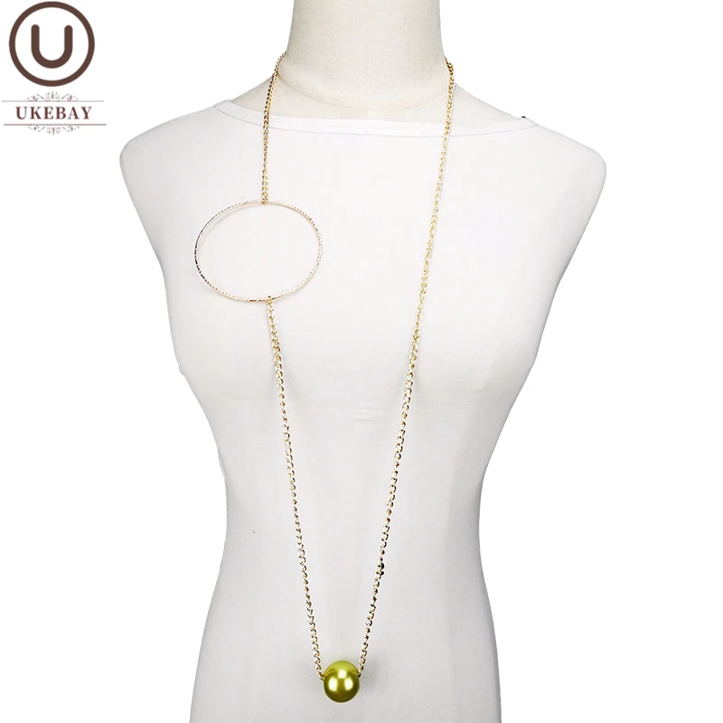 UKEBAY Новое роскошное золотистое модное ожерелье женское жемчужное с подвеской
