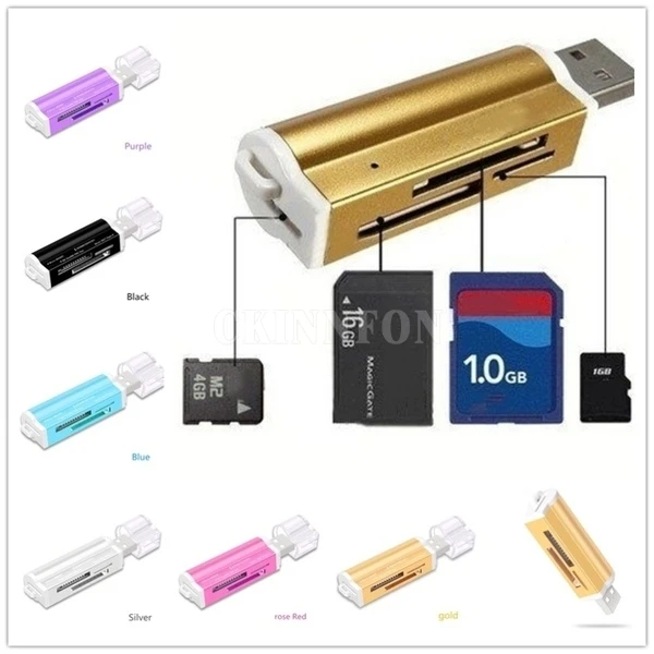 

200 шт., кардридер из алюминиевого сплава для Micro SD/SDHC/TF/M2/MMC/MS PRO