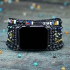 Ремешок для часов OAIITE из натурального лавового камня для Apple Watch, женские и мужские богемные ремешки для часов с бусинами, браслеты с пряжкой Life of Tree