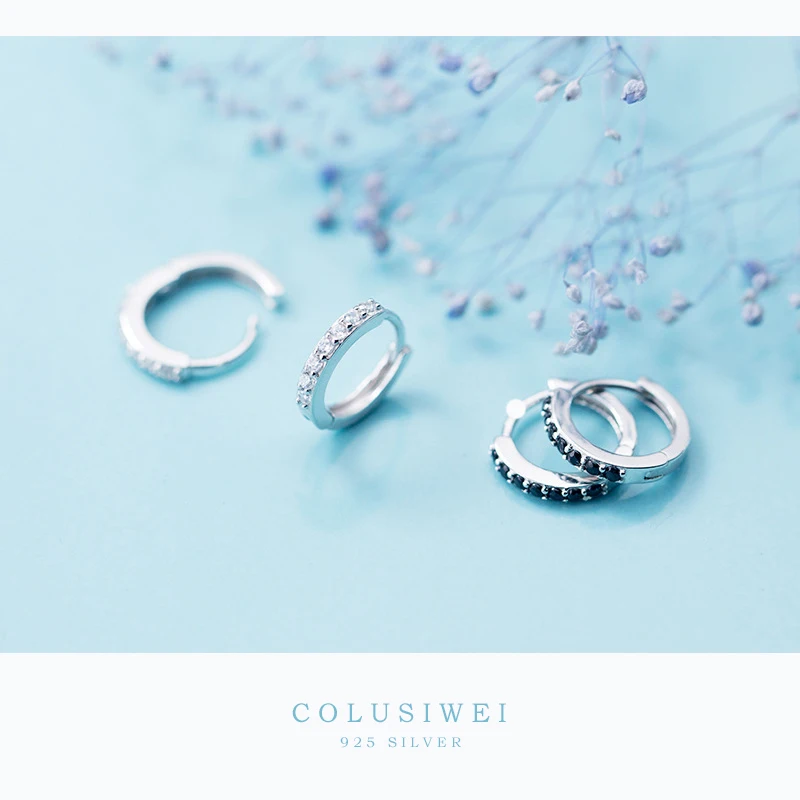 Colusiwei серебро 925-й пробы серьги-обручи для женщин белый черный кубический