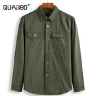 Мужская рубашка оверсайз из натурального хлопка, с длинным рукавом, в стиле милитари