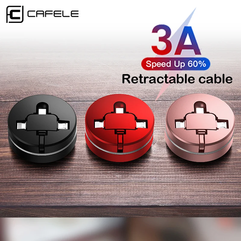 CAFELE 3 в 1 USB Micro Тип C кабель для iphone 8 7 6 samsung huawei Xiaomi Универсальный Выдвижной данных зарядки кабель USB