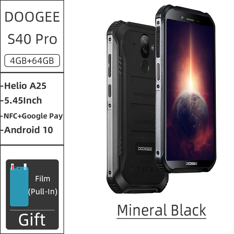 DOOGEE S40 Pro Android 10 4 Гб Оперативная память 64 Встроенная прочный мобильный телефон