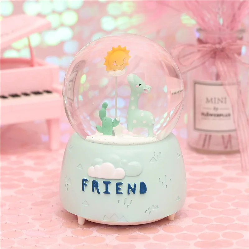 10*15.8CM Snow lighting Crystal Globes giraffe Glass Music Box Home Coffee Shop Decoration Christmas Valentine's Day Gift |