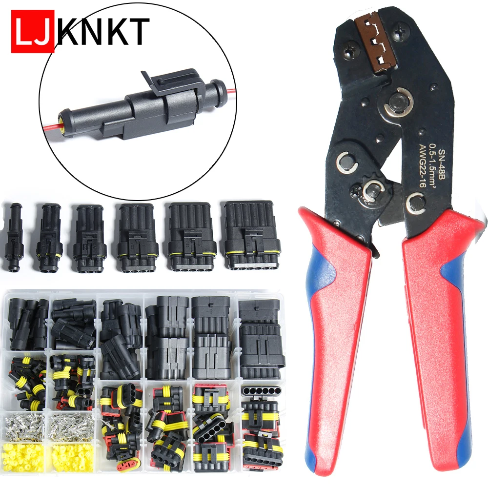 Super seal Waterproof Wire Connector Automotive Plug Terminal Truck Car Sealed Socket SN-48B 1/2/3/4/5/6 Pin crimping pliers