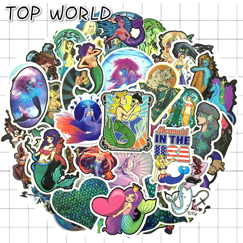 10/50 pcs/lot Marine Mermaid Cartoon Toy Sticker For Luggage Notebook Computer Skateboard Motorcycle Fun Graffiti Stickers