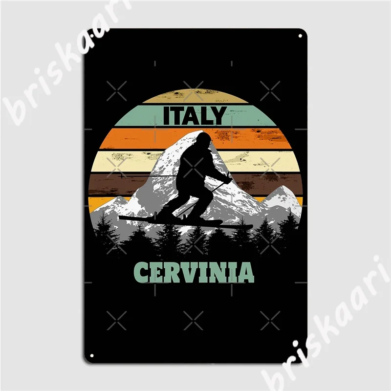 

Зимние лыжи Cervinia Италия лыжные поля металлические знаки для кинотеатра кухня Гараж; Клуб ретро жестяной знак постеры