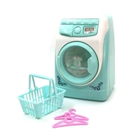 kids mini simulation light electric washing machine basket pretend play toy set