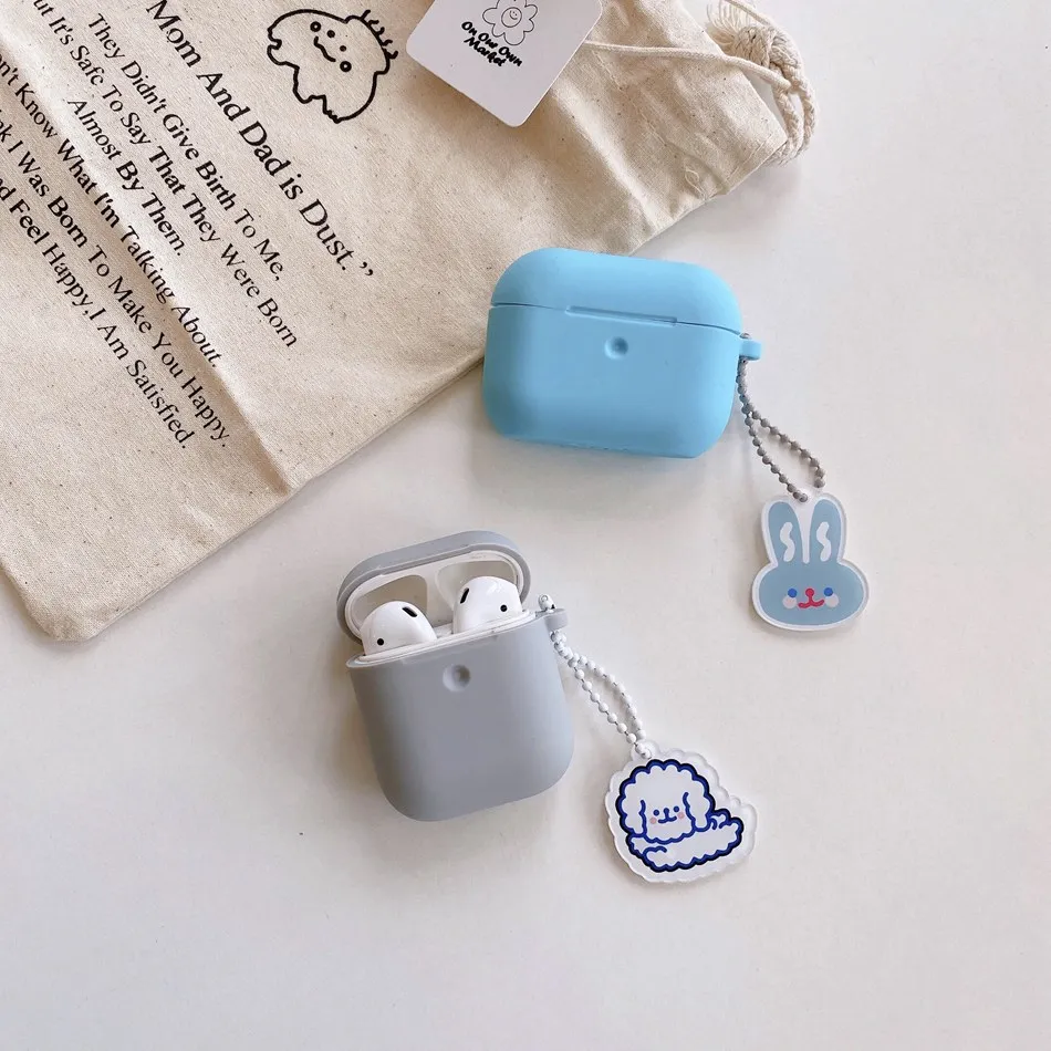 Чехол для AirPods милый мультяшный чехол наушников с изображением медведя и щенка