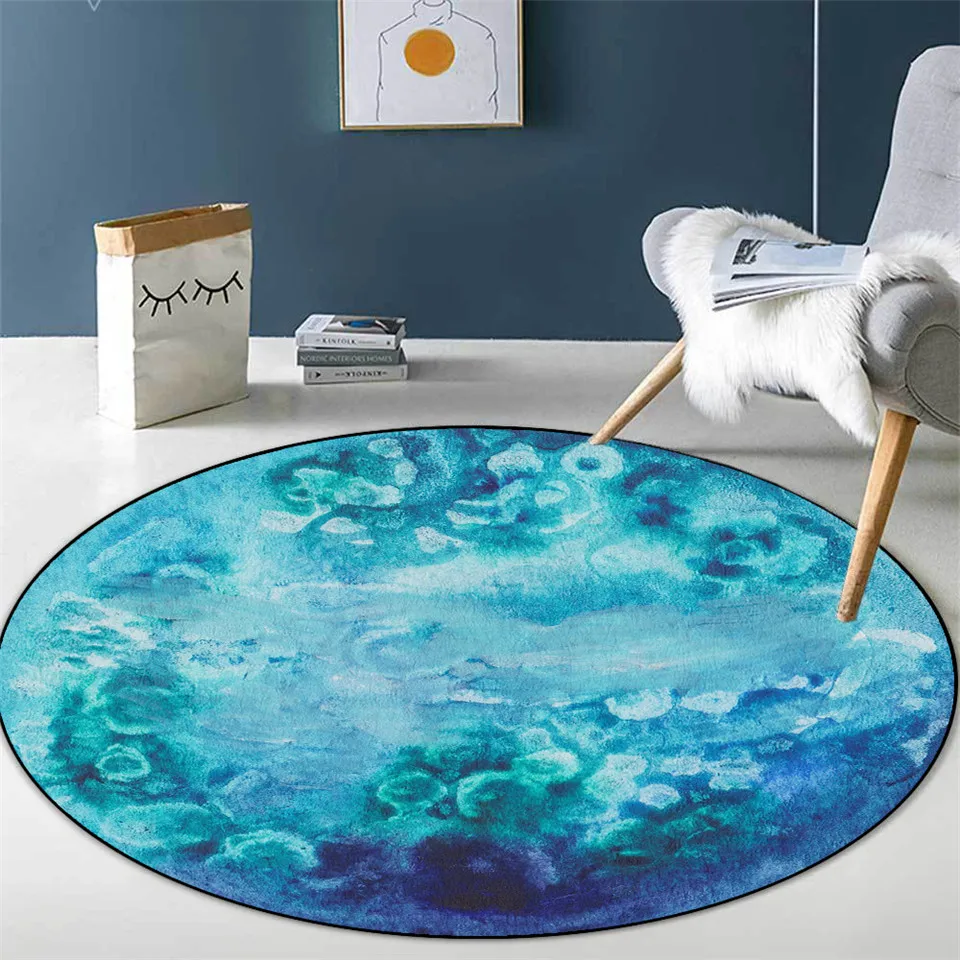 Blue Purple Green Planet Surface Round Carpet For Kids Room Nordic Colorful Girl Capet Area Rug Decor Chair Mat Floor | Дом и сад