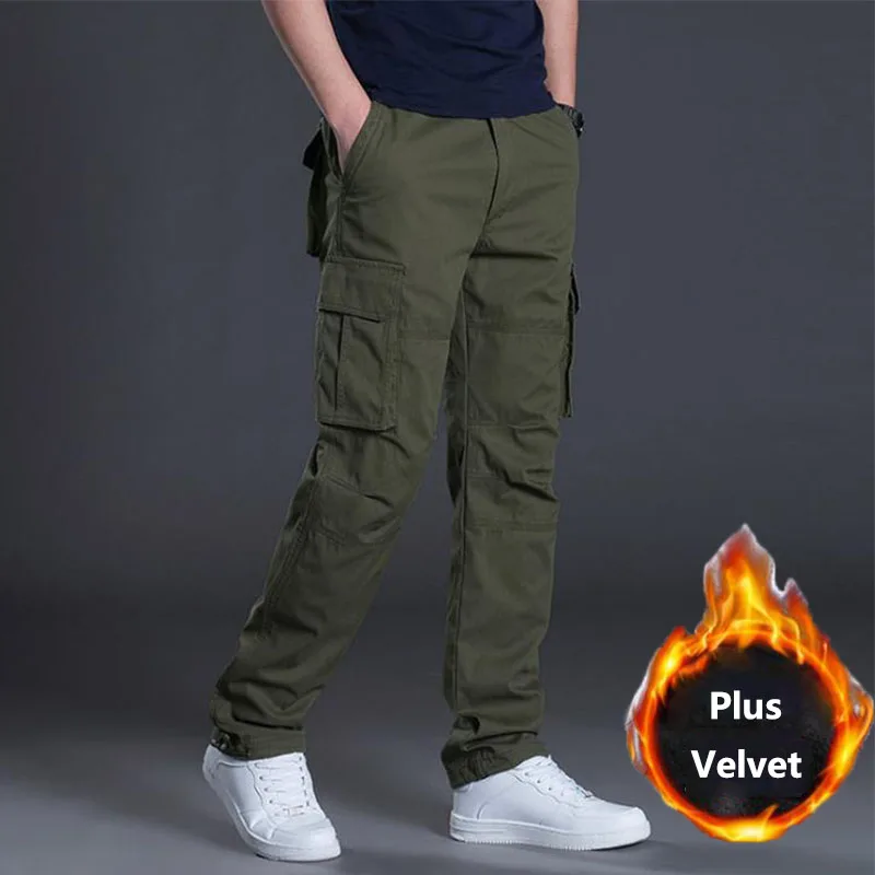 Мужские уличные Зимние флисовые плотные брюки большого размера теплые