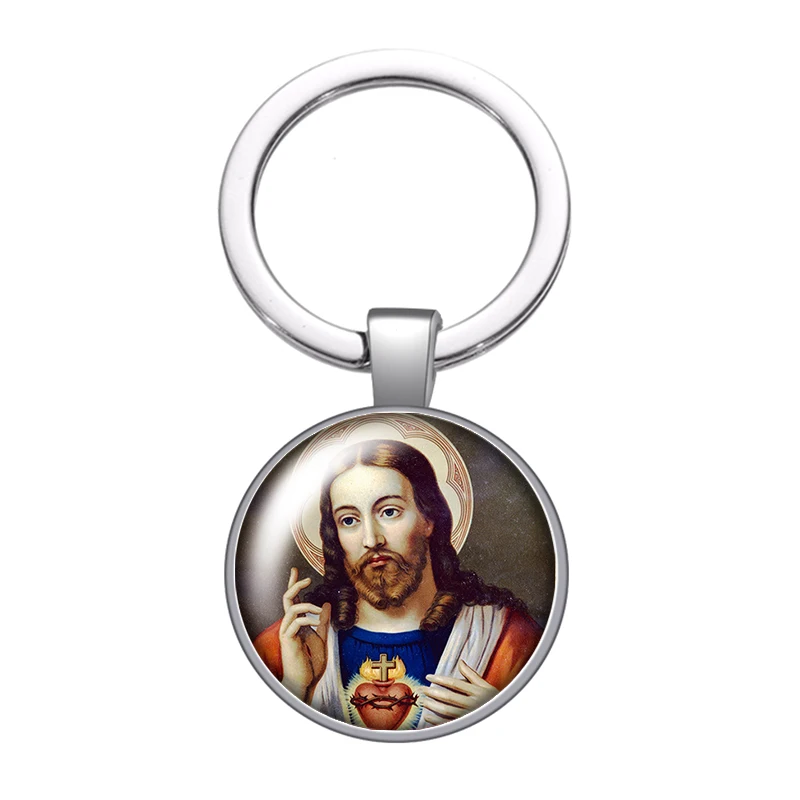 Брелок в христианском стиле с кабошоном и изображением Иисуса|Брелоки| |