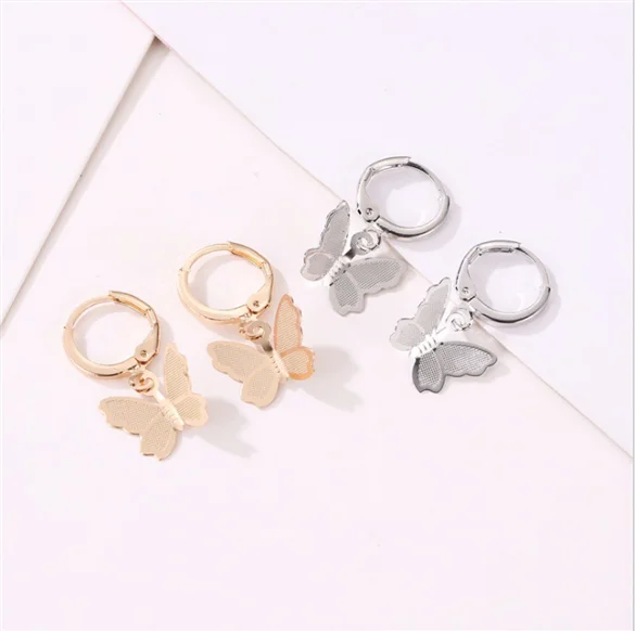 ed1613 European and American foreign trade new net red earrings fashion sweet girl big-name frosted butterfly wild simple wind e 