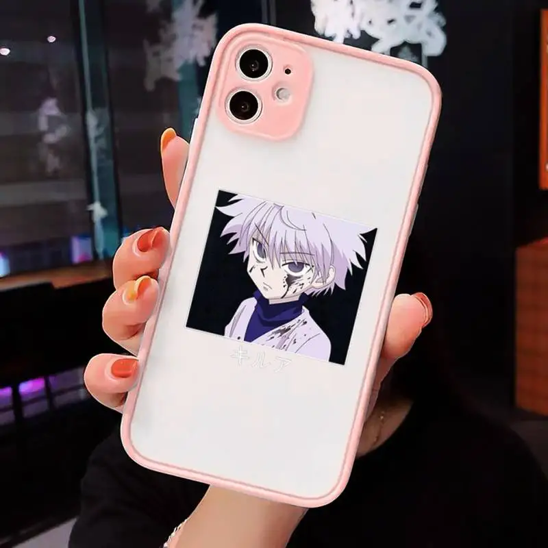 

hunter x hunter Phone Case For iPhone 12 11 Mini Pro XR XS Max 7 8 Plus X Matte transparent Pink Cover