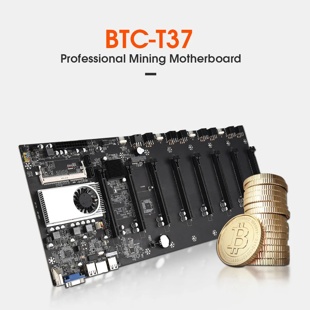 

BTC-T37 1850W ETH Mining Machine Power Supply Set 4G DDR3 Memory VGA+HDMI-Compatible 128G MSATA SSD CPU Motherboard For Bitcoin