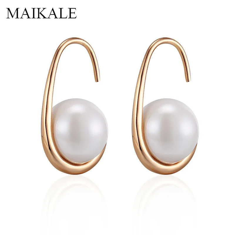 MAIKALE, новая мода, 10 мм, жемчужные серьги, золотые, серебряные, цветные, серьги с крючками, с жемчугом, серьги-гвоздики для женщин, классические ювелирные изделия, подарки