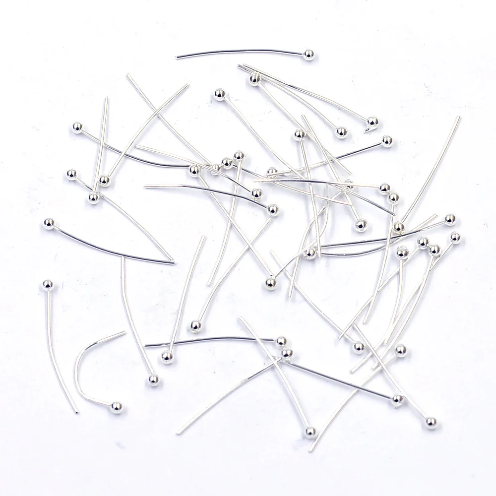 

200 шт. булавки с шариковой головкой, медные посеребренные ювелирные изделия ручной работы, фурнитура «сделай сам» 20 Х0, 5 мм