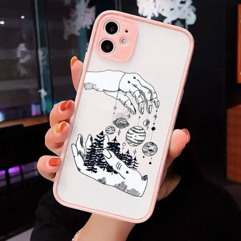 

Sun Universe Tattoo Eye Tattoo Phone Case Pink matte transparent For iPhone 7 8 x xs xr 11 12 pro plus max mini Clear Funda