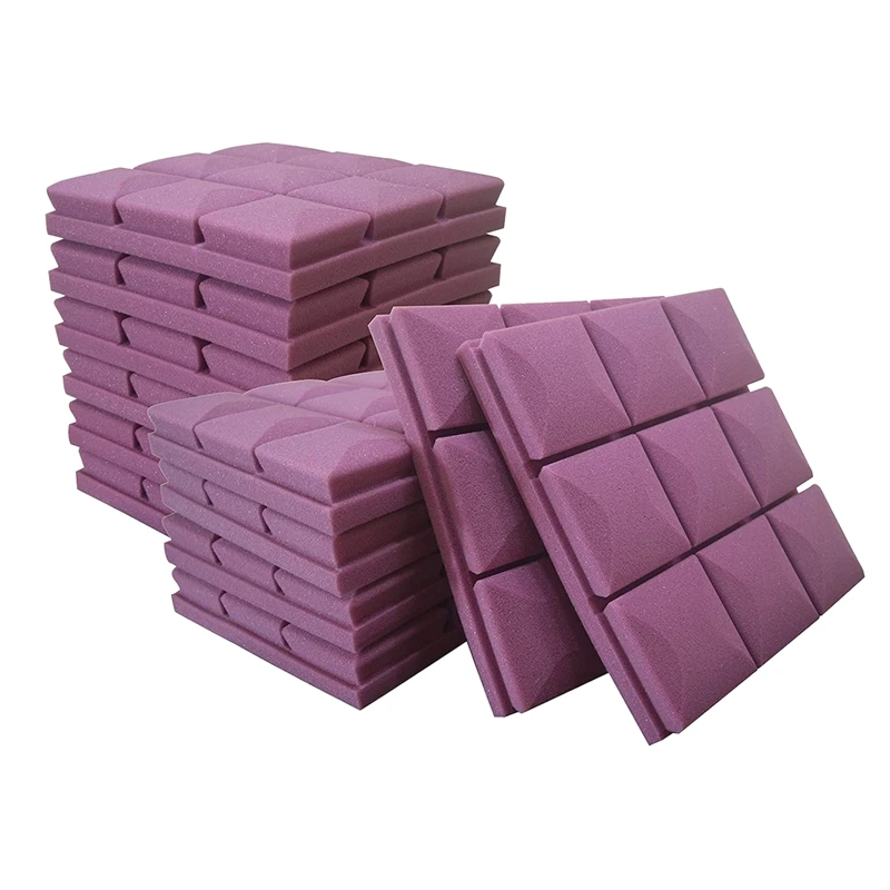 

12Pack Acoustic Panels Studio Foam Sound Absorbing Panel 12X12X2 Inch Sound Reduction Panels Soundproof Foam Wall Tiles