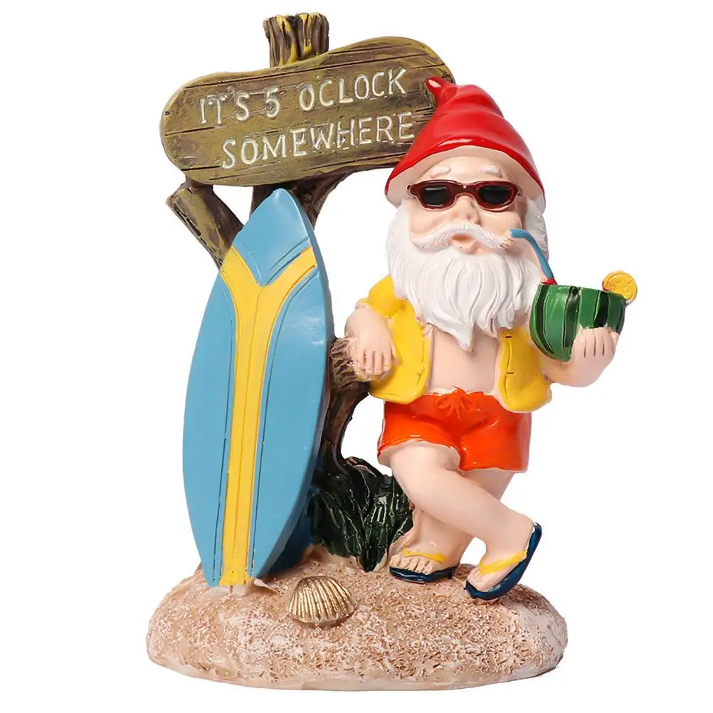 

Garden Gnome Dwarf Resin Funny Surf Beach Statue Craft Micro Landscape Decor Moss Bonsai Party Decoration Ornament Figurines