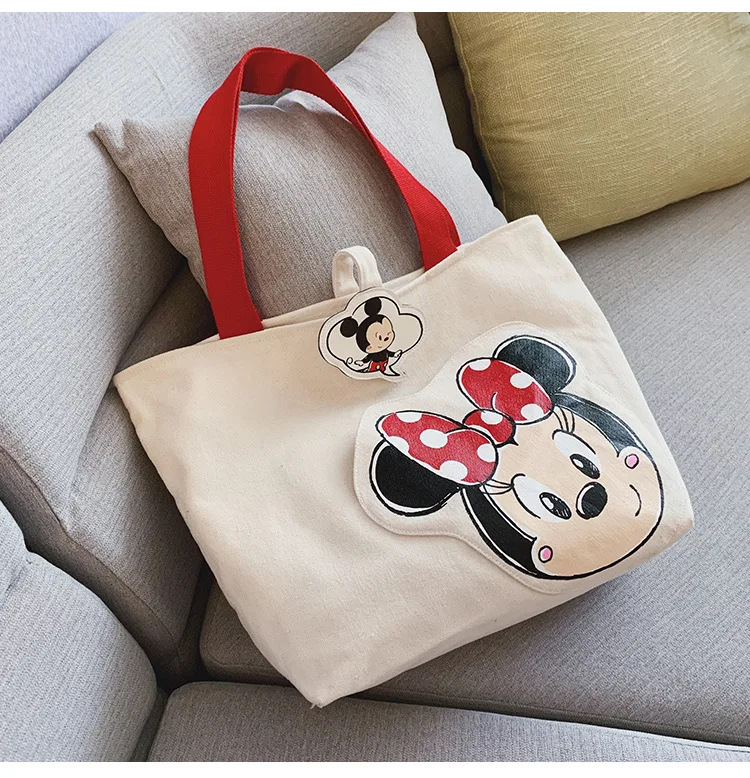 

Disney new big bag female bag cute cartoon Mickey large capacity handbag girl shoulder canvas bag handbags purse shopping