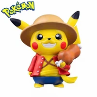 new pok%c3%a9mon toys pikachu costume play one piece monkey d luffy q version figure model ornaments toy gifts for children
