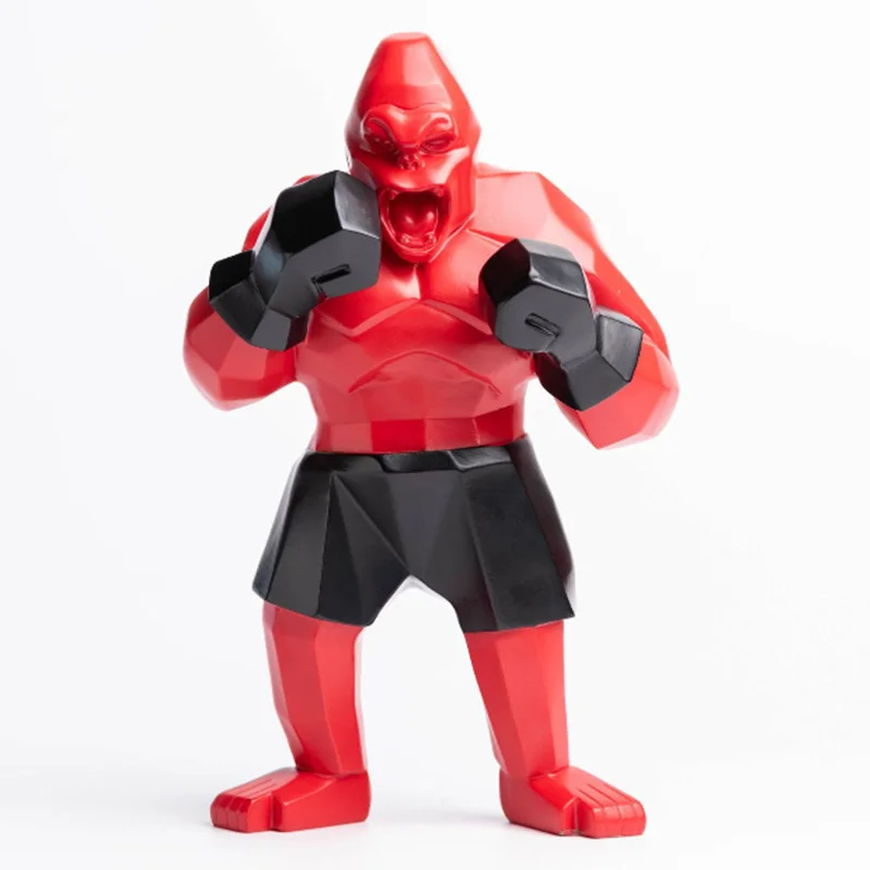 

Gorilla Statue Resin Boxing King Kong Sculpture Geometric Modern Statues for Home Decor Anmial Figure Home Decoration 25X14CM