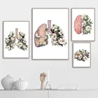Настенная Картина на холсте в скандинавском стиле великолепные легкие, плакаты с сердцем и человеческими органы и принтами украшение для врачей и офиса