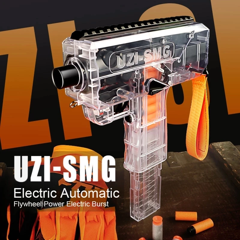 

Plastic Toys Gun UZI Electric Burst Shooting Darts Soft Hole Head Bullets Flywheel Power Kid Game Children Birthday Gift Boy Toy