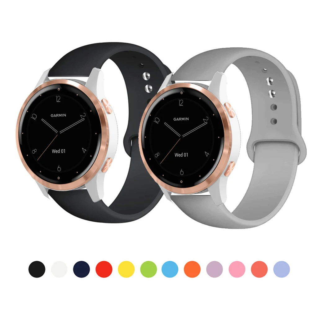 Мягкий силиконовый ремешок для наручных часов 18 мм Garmin vivoactive 4s Active S Garminmove3S vivomove 3s