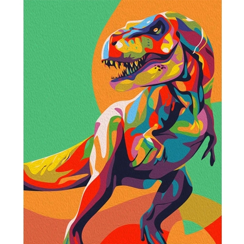 

Colorful Dinosaurs DIY Oil Painting Kit House Bed Room Wall Decor For Kids Handpainted Acrylic Digital Painted By Number Art