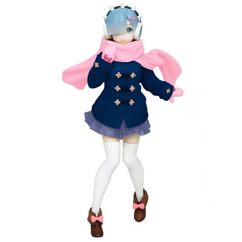 Original Taito Cute Anime Figure Re Zero Start Life In Another World Rem Winter Wear Ver. Figure PVC Model Doll Toys