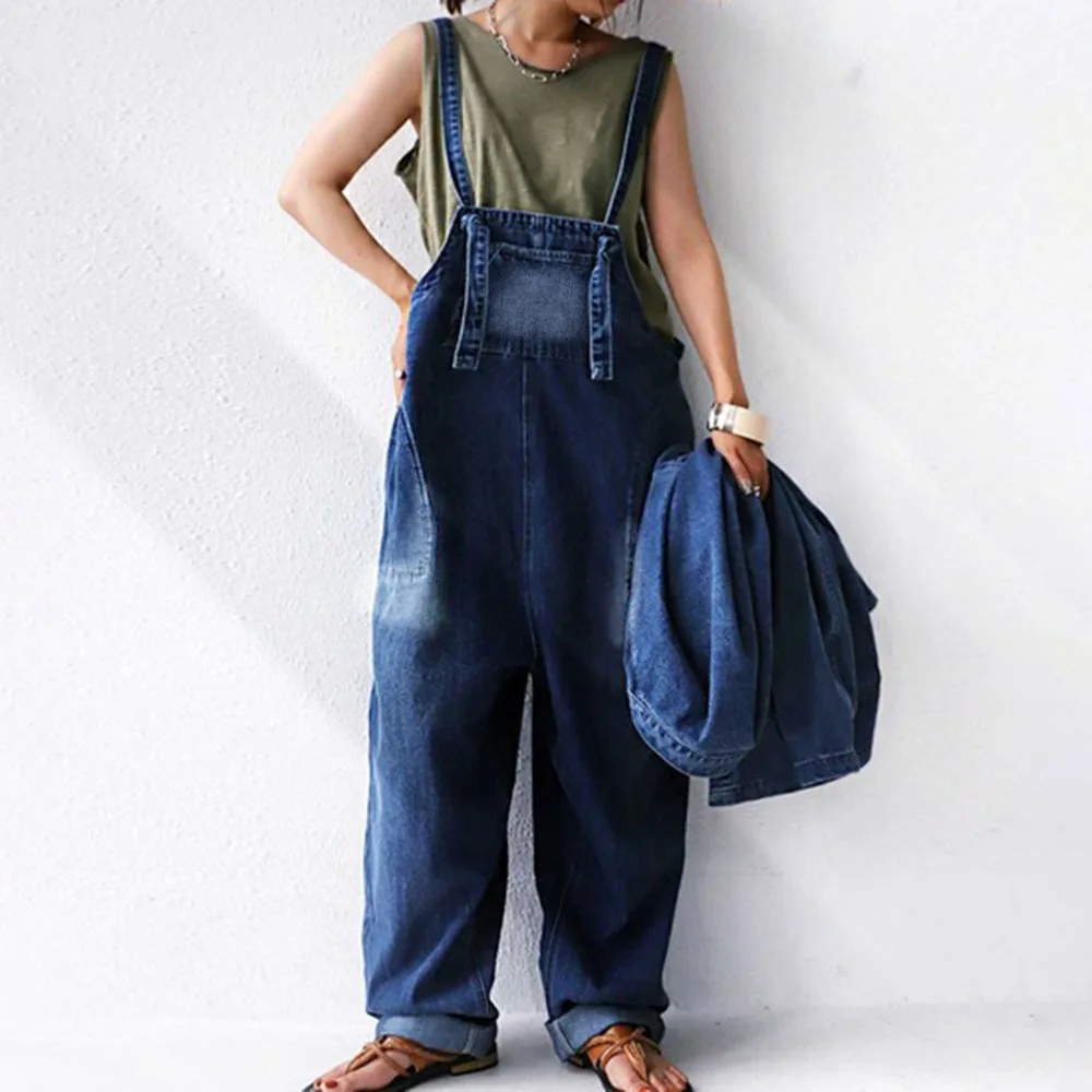 Повседневные джинсовые длинные Комбинезоны синие комбинезоны в ковбойском