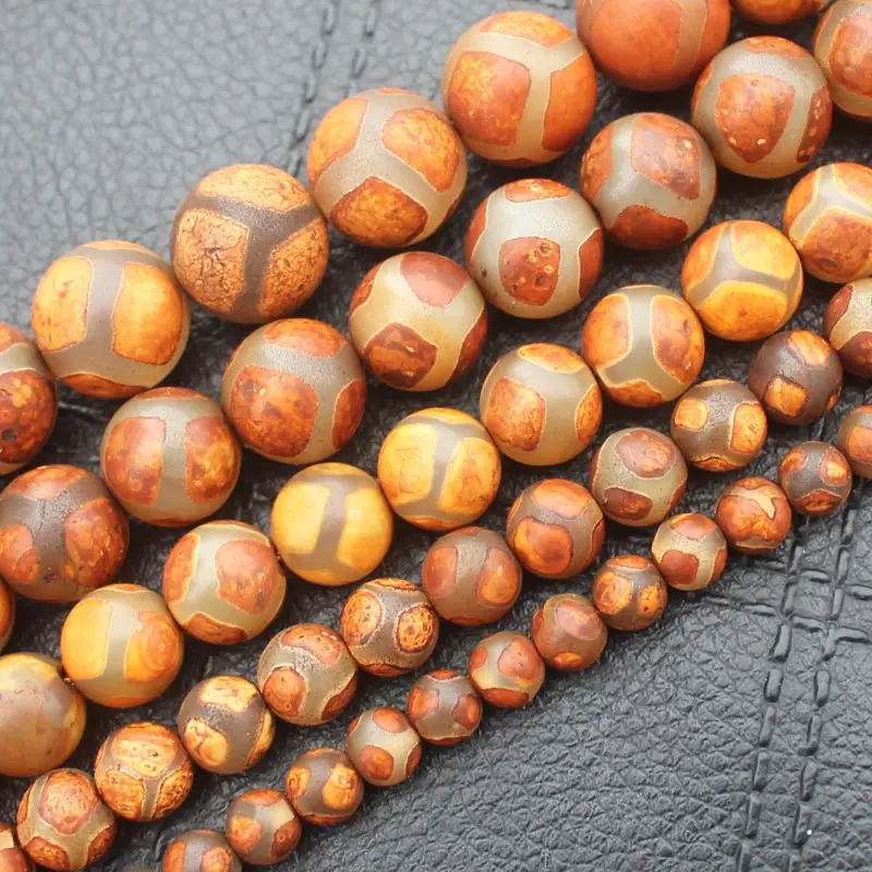 Круглые бусины из агата дзи с античным узором коричневые для футбола означают