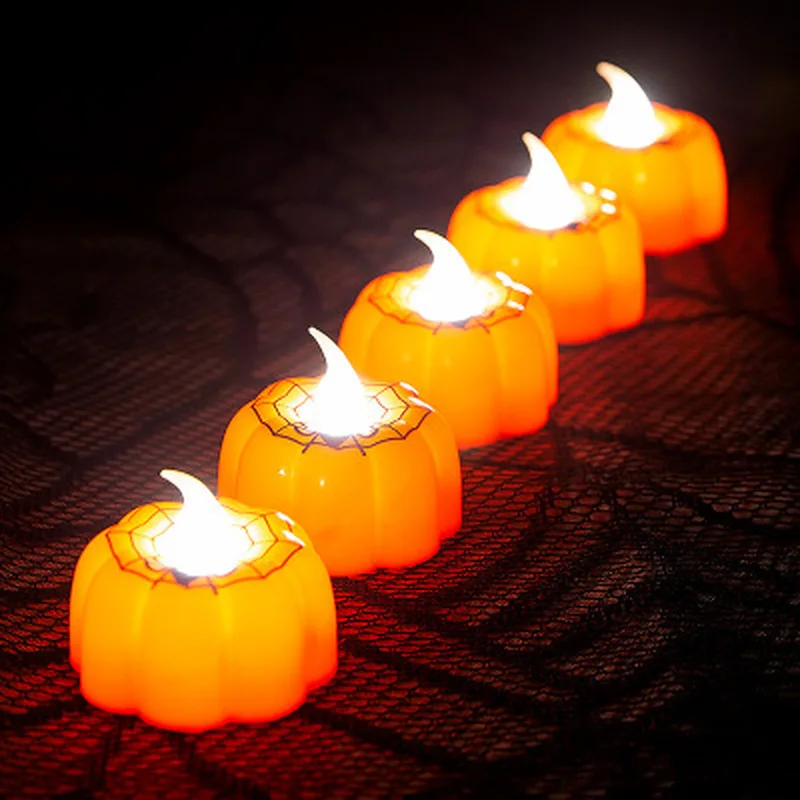 2020 страшный Дьявол Стиль Тыква Свеча огни Хэллоуин украшения теплый белый дома