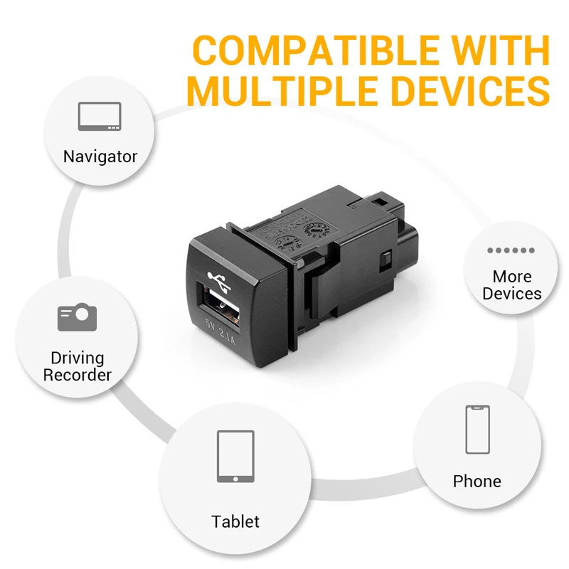 MICTUNING 2.1A USB быстрое автомобильное зарядное устройство со светодиодным индикатором, светильник для быстрой зарядки, универсальный для телефонов, планшетов, моделей Toyota