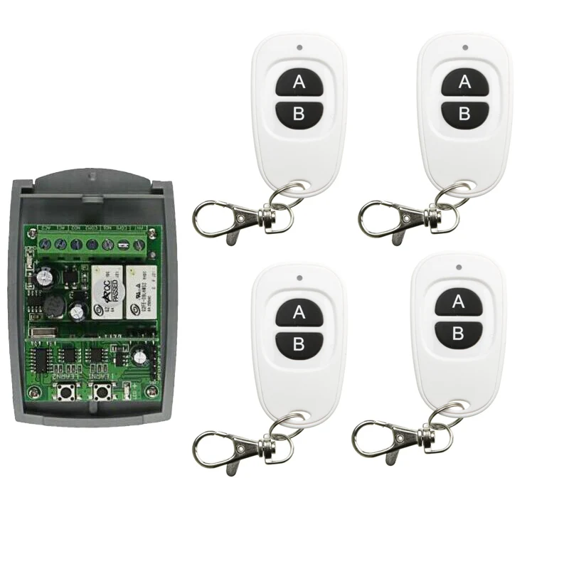 

Реле постоянного тока 12 В 24 в 10 А, 2-канальный беспроводной пульт дистанционного управления RF, переключатель с 2 программируемыми кодами, све...