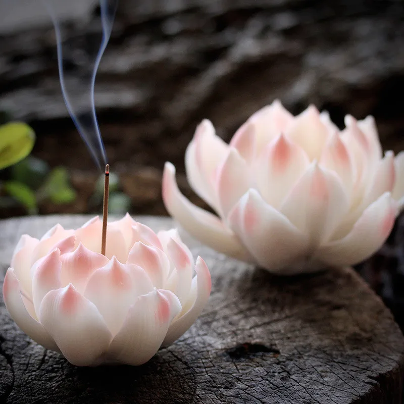 Ручной работы лотоса керамическая курильница античный сандаловое дерево