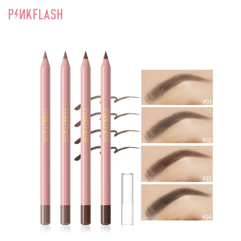 

PINKFLASH Fashion 4 Color Wood Handle Eyebrow Pencil Waterproof Long Lasting Dark Brown Eyebrow Pencil Tattoo Pen Makeup