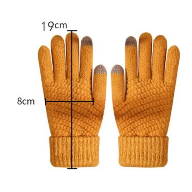 

Unisex Crochet Thick Knitted Gloves Winter Touch Screen Gloves Warm Stretch Fleece Imitation Full Finger Gloves