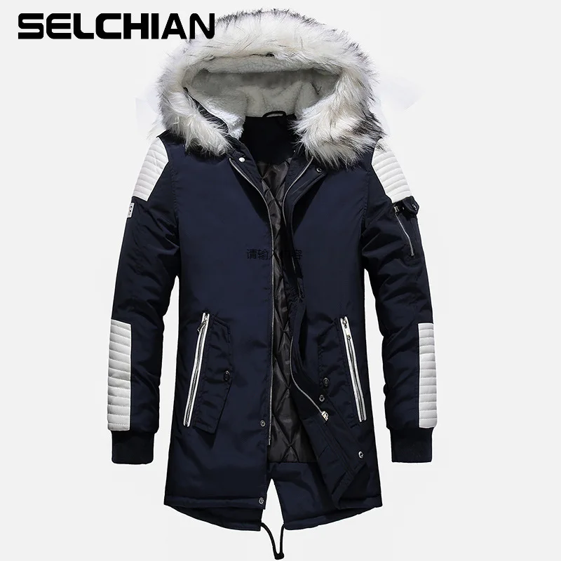 

High Quality Thick Warm Mens Winter Jacket Coat Big Fur Hooded Street Style Long Men Parka Casual Slim Male Outwear