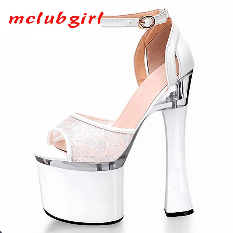 Mclubgirl/летние женские босоножки на очень высоком каблуке 18 см платформе Лидер