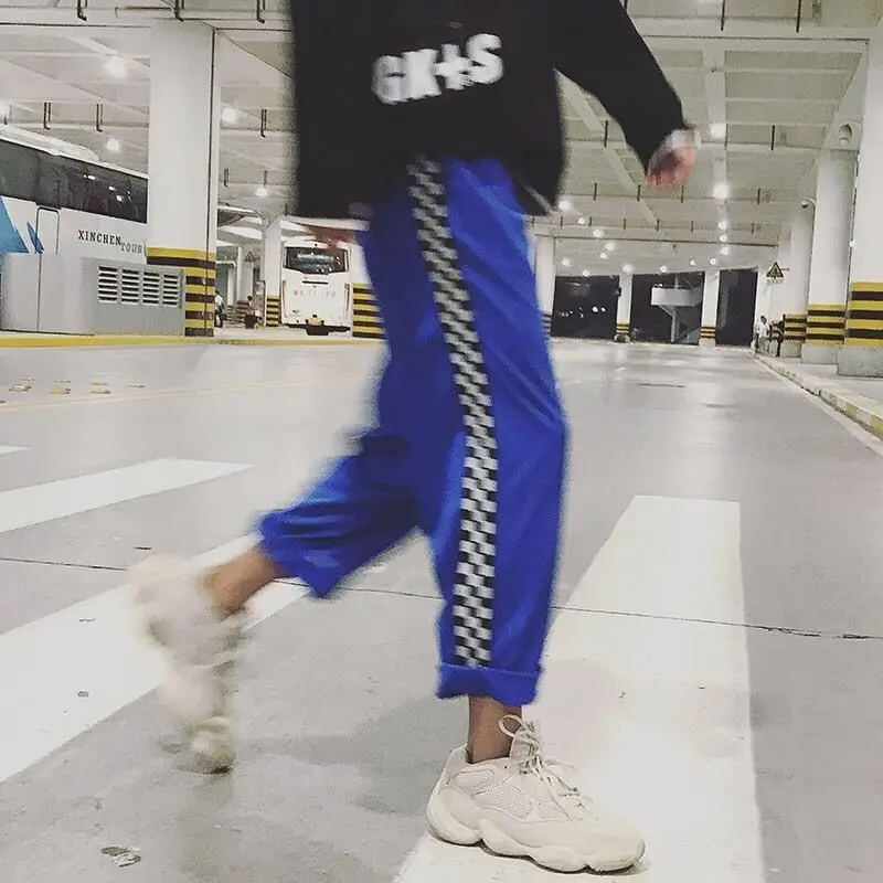 Брюки женские мужские летние в стиле ретро прямые повседневные свободные хип-хоп