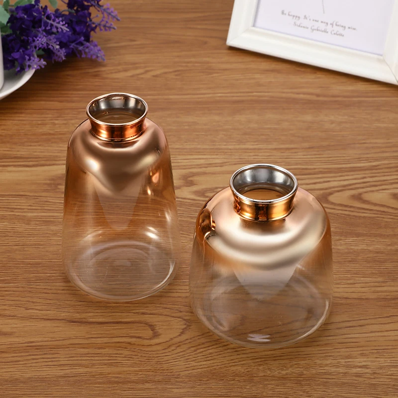 Скандинавская Гальваническая Золотая стеклянная ваза для цветов домашнего